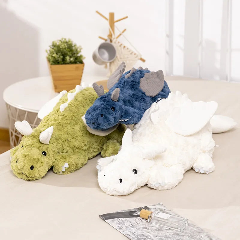 Flying Dragon Cartoon Giant Cute Plush White Blue Snow Dragon Plush Dinosaur Pterosaur Plushie Toy Soft Stuffed Animal Doll Kid Gift ShopOnlyDeal