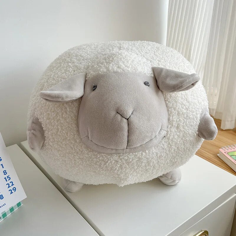 Cartoon Sheep Fresh Korean version Throw Pillow Cute Round Ball Children's Plush Doll Teddy Plush Nordic Sofa Cushion ShopOnlyDeal