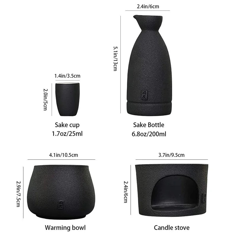 Ceramic Sake Set Liquid Cups With Stovetop Warmer Keep Sake Storage Gift Traditional Porcelain Pottery Cup Saki Wine Drinkware ShopOnlyDeal