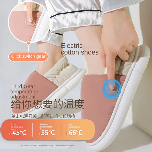Heated Charging Usb Cotton Heating Slippers Smart Home Heating Shoes Usb Charging Heating Shoes Winterproof Warm Home Shoes Women ShopOnlyDeal