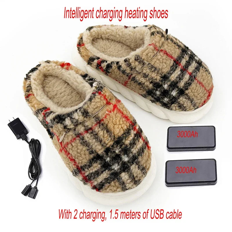 Heated Charging Usb Cotton Heating Slippers Smart Home Heating Shoes Usb Charging Heating Shoes Winterproof Warm Home Shoes Women ShopOnlyDeal