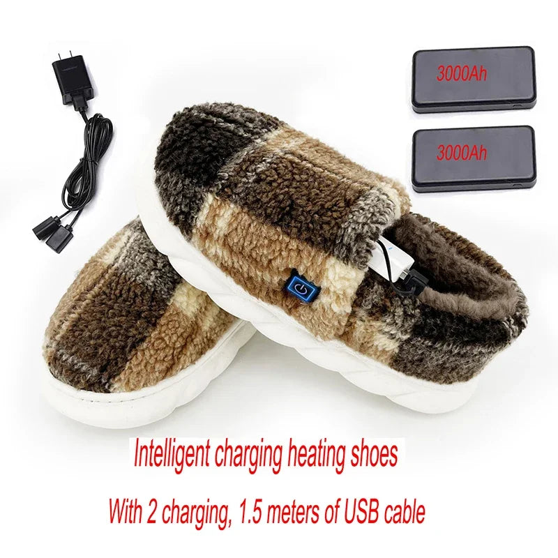 Heated Charging Usb Cotton Heating Slippers Smart Home Heating Shoes Usb Charging Heating Shoes Winterproof Warm Home Shoes Women ShopOnlyDeal