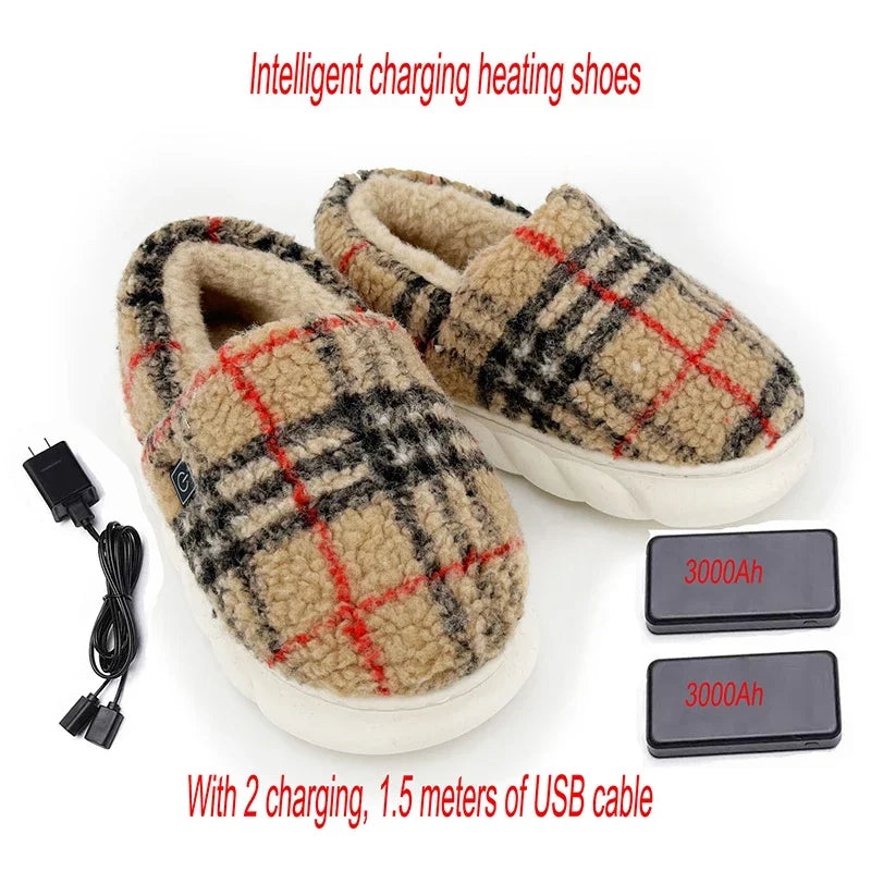 Heated Charging Usb Cotton Heating Slippers Smart Home Heating Shoes Usb Charging Heating Shoes Winterproof Warm Home Shoes Women ShopOnlyDeal