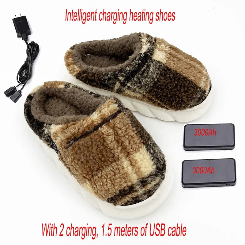 Heated Charging Usb Cotton Heating Slippers Smart Home Heating Shoes Usb Charging Heating Shoes Winterproof Warm Home Shoes Women ShopOnlyDeal