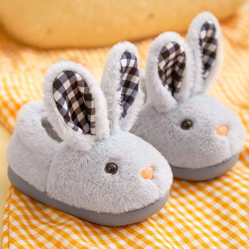 Children Winter Indoor Slippers Cute Warm Cotton Shoes Kids Home Floor Slippers Cartoon Rabbit Anti-slip Boys Girls Plush Footwear ShopOnlyDeal