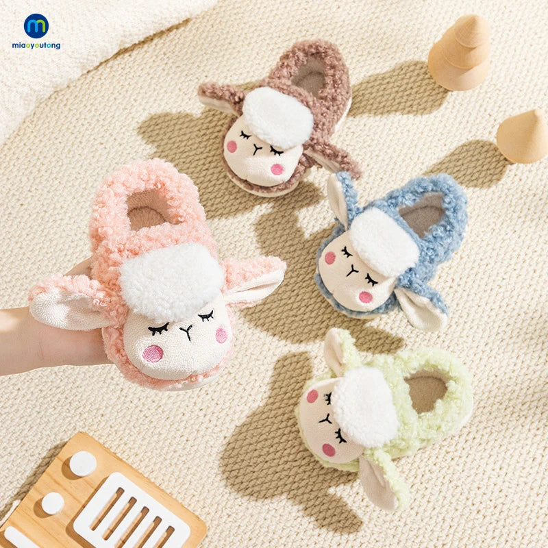 Children’s Baby Warm Cotton Shoes Winter Boys and Girls Cartoon Sheep Non slip Comfortable Soft Sole Plush Indoor Miaoyoutong ShopOnlyDeal