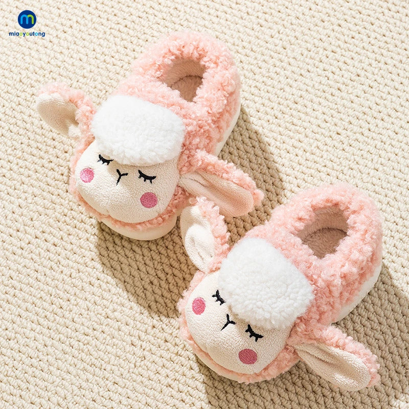 Children’s Baby Warm Cotton Shoes Winter Boys and Girls Cartoon Sheep Non slip Comfortable Soft Sole Plush Indoor Miaoyoutong ShopOnlyDeal