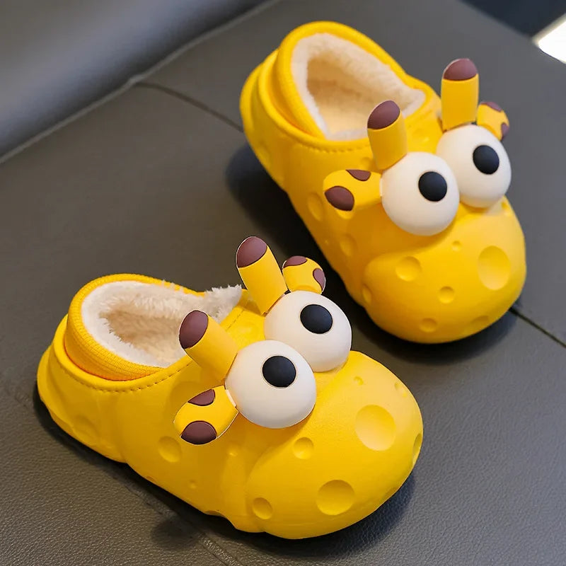 Kids Cotton Slippers Winter Children New Warm Waterproof Sole Plush Cotton Boys and Girls Indoor Non-slip Cute Home Cotton Shoes ShopOnlyDeal