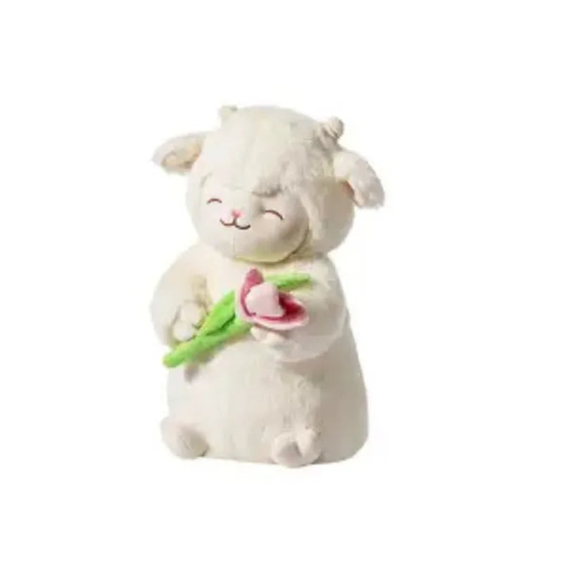 Children's sweet white sheep plush toys, soft plush toys, tulips, cute animal gifts, birthdays and Christmas Shop1102784812 Store