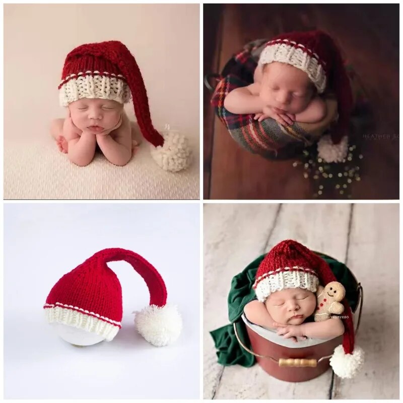 Christmas Baby Hat Adorable Reindeer Hand Crochet Beanie Newborn Boy Girl Knitting Hats Photo Props Knitted Bonnet Xmas Santa ShopOnlyDeal