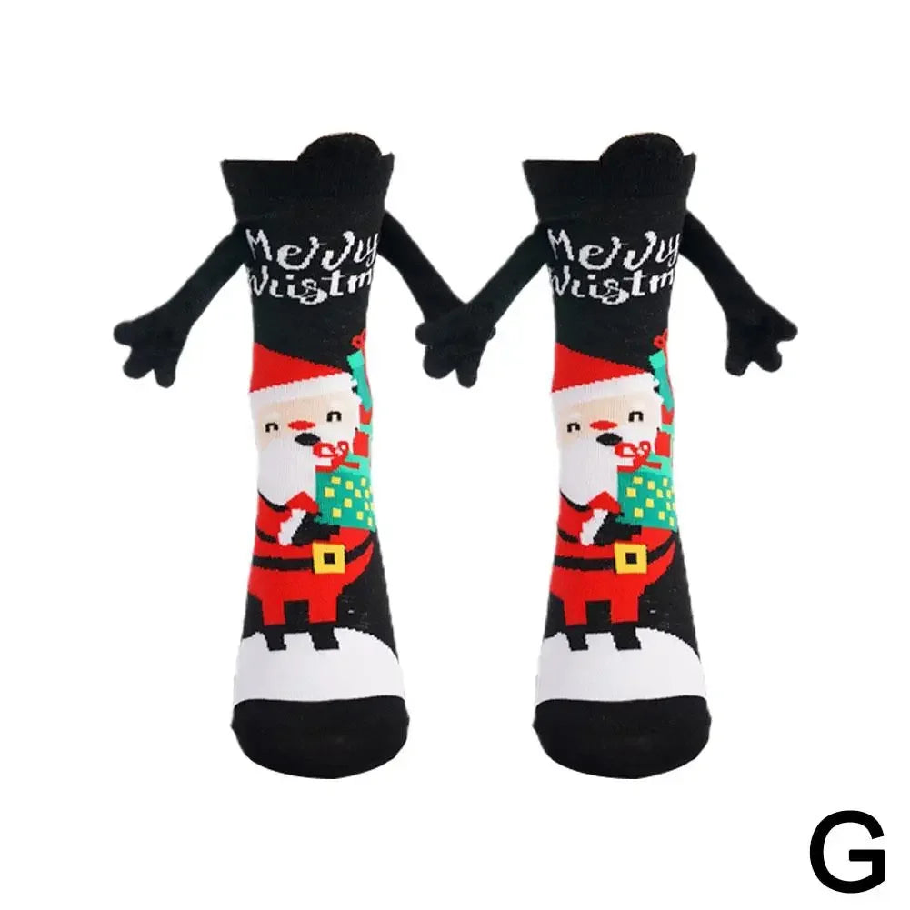 Christmas Creative Magnetic Suction Socks Cotton Toe Mid Couple 3d In Socks Socks Celebrity Tube Hand Hand With Magnet Sock ShopOnlyDeal