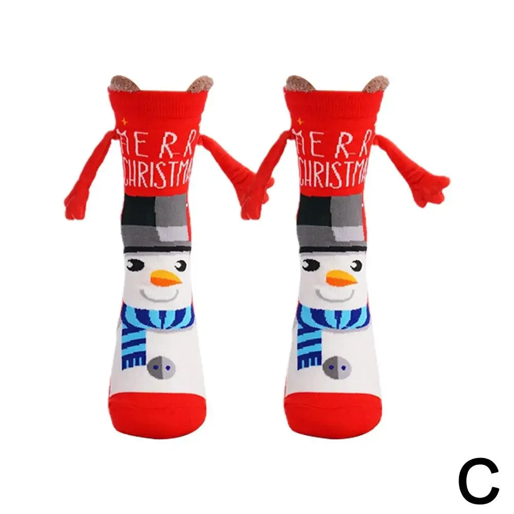 Christmas Creative Magnetic Suction Socks Cotton Toe Mid Couple 3d In Socks Socks Celebrity Tube Hand Hand With Magnet Sock ShopOnlyDeal