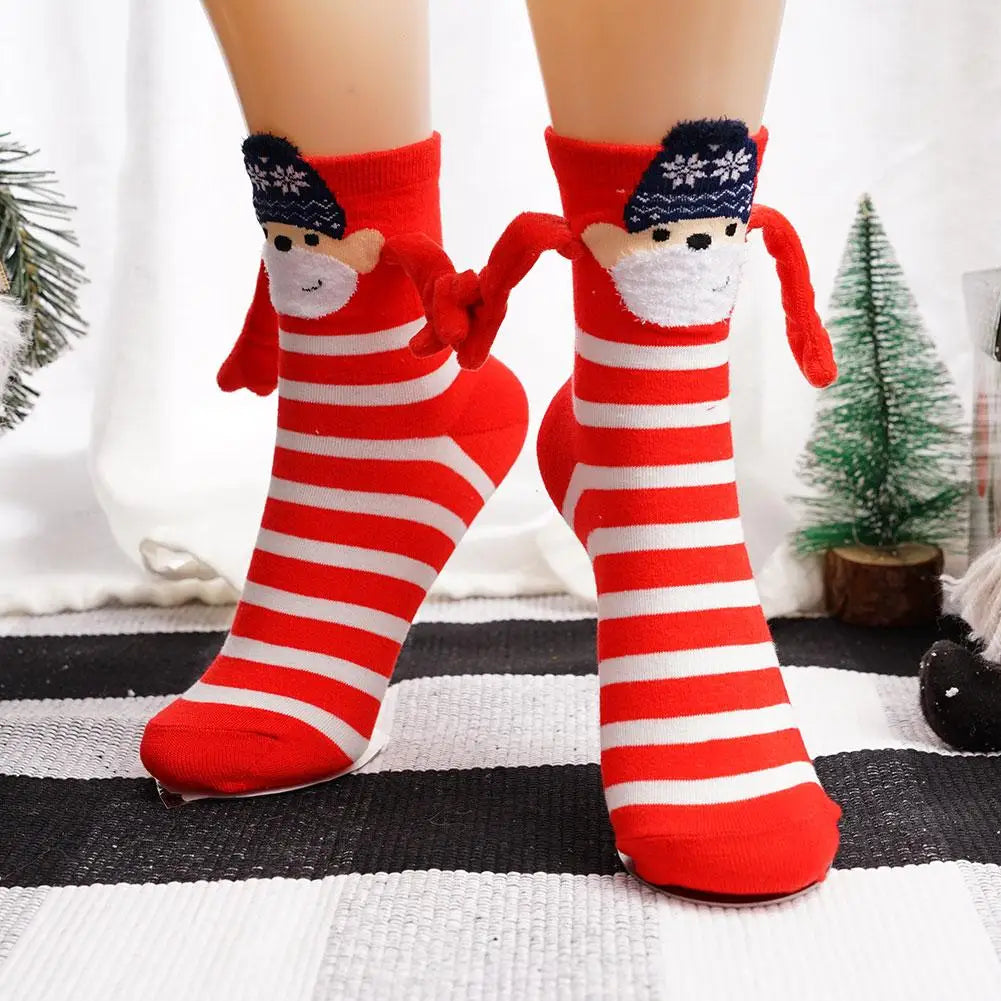 Christmas Creative Magnetic Suction Socks Cotton Toe Mid Couple 3d In Socks Socks Celebrity Tube Hand Hand With Magnet Sock ShopOnlyDeal