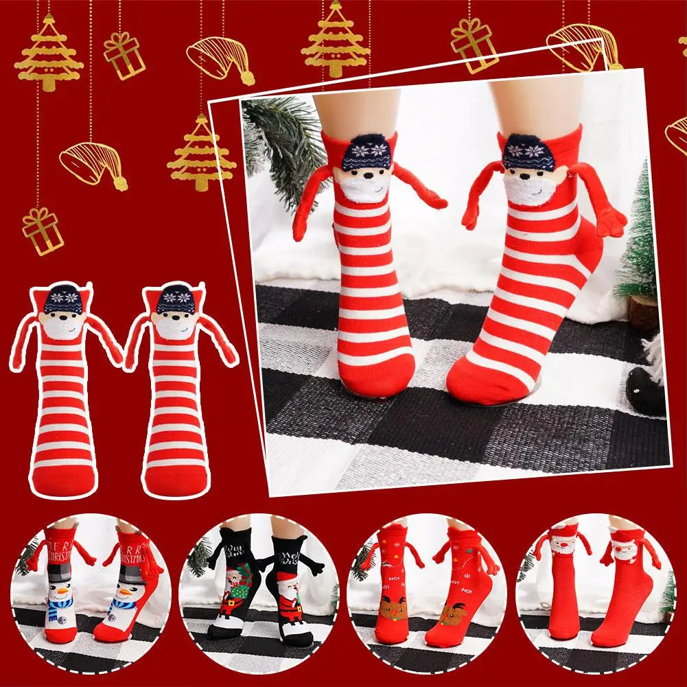 Christmas Creative Magnetic Suction Socks Cotton Toe Mid Couple 3d In Socks Socks Celebrity Tube Hand Hand With Magnet Sock ShopOnlyDeal