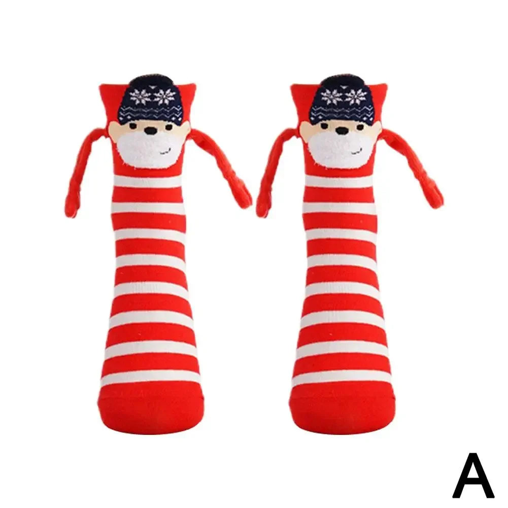 Christmas Creative Magnetic Suction Socks Cotton Toe Mid Couple 3d In Socks Socks Celebrity Tube Hand Hand With Magnet Sock ShopOnlyDeal