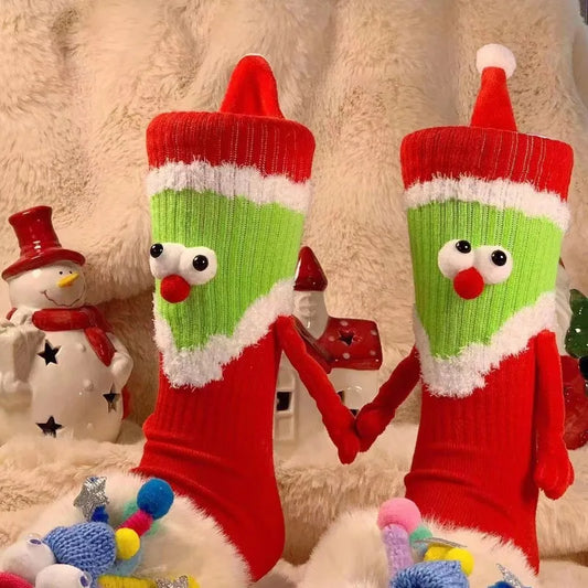 Christmas Funny Xmas Santa Claus Cartoon Cute Magnetic Scoks Funny Hand in Hand Socks Celebrity Kawaii Couple Socks Gifts ShopOnlyDeal