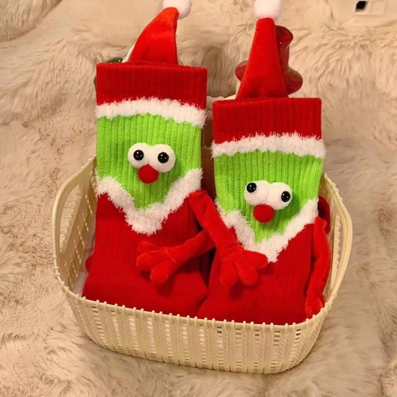 Christmas Funny Xmas Santa Claus Cartoon Cute Magnetic Scoks Funny Hand in Hand Socks Celebrity Kawaii Couple Socks Gifts ShopOnlyDeal