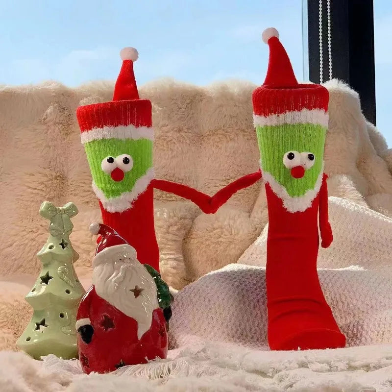 Christmas Funny Xmas Santa Claus Cartoon Cute Magnetic Scoks Funny Hand in Hand Socks Celebrity Kawaii Couple Socks Gifts ShopOnlyDeal