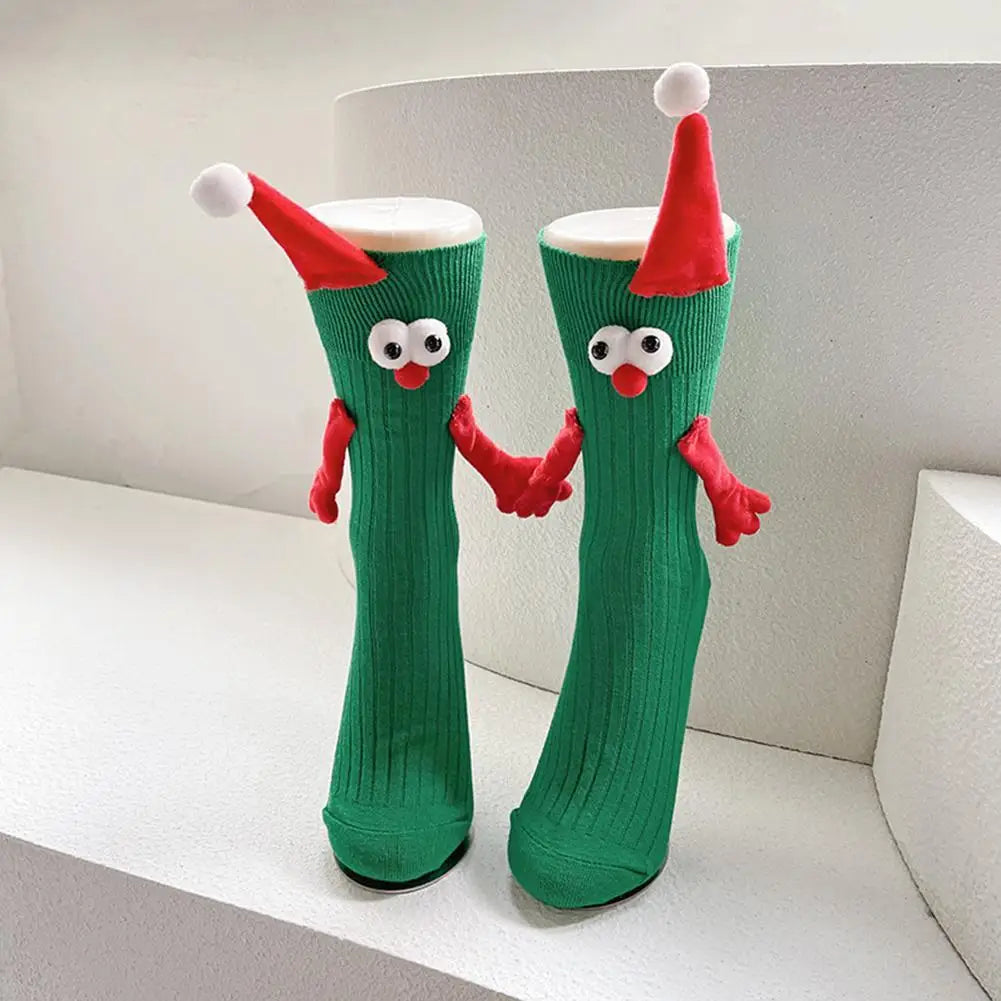 Christmas Magnetic Suction Hand In Hand Socks For Kids Adults Couple Unisex Holding Hands Socks Girls Harajuku Cute Xmas Socks Magnetic Socks For Christmas