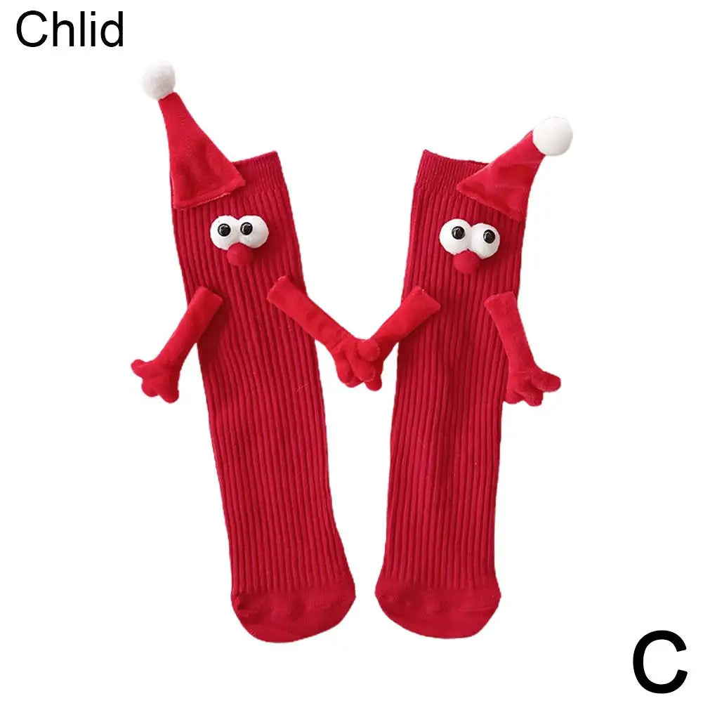 Christmas Magnetic Suction Hand In Hand Socks For Kids Adults Couple Unisex Holding Hands Socks Girls Harajuku Cute Xmas Socks Magnetic Socks For Christmas