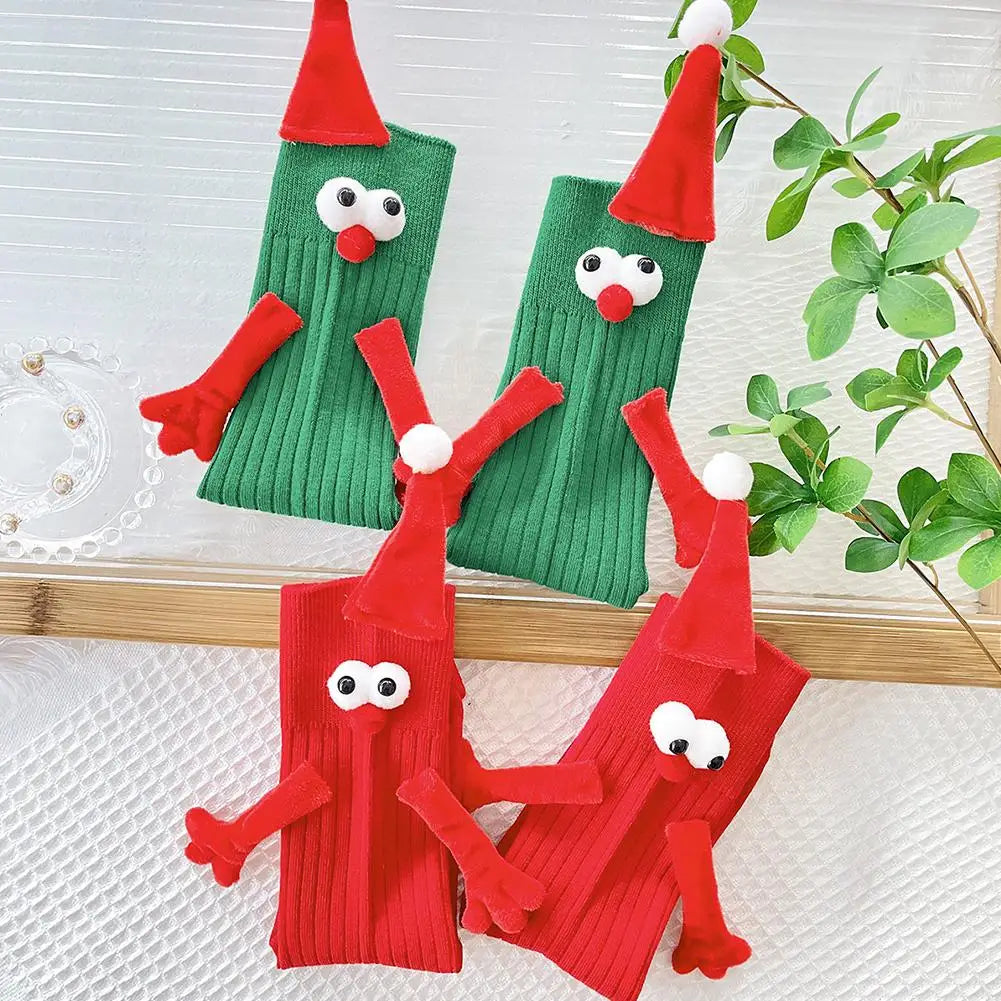 Christmas Magnetic Suction Hand In Hand Socks For Kids Adults Couple Unisex Holding Hands Socks Girls Harajuku Cute Xmas Socks Magnetic Socks For Christmas