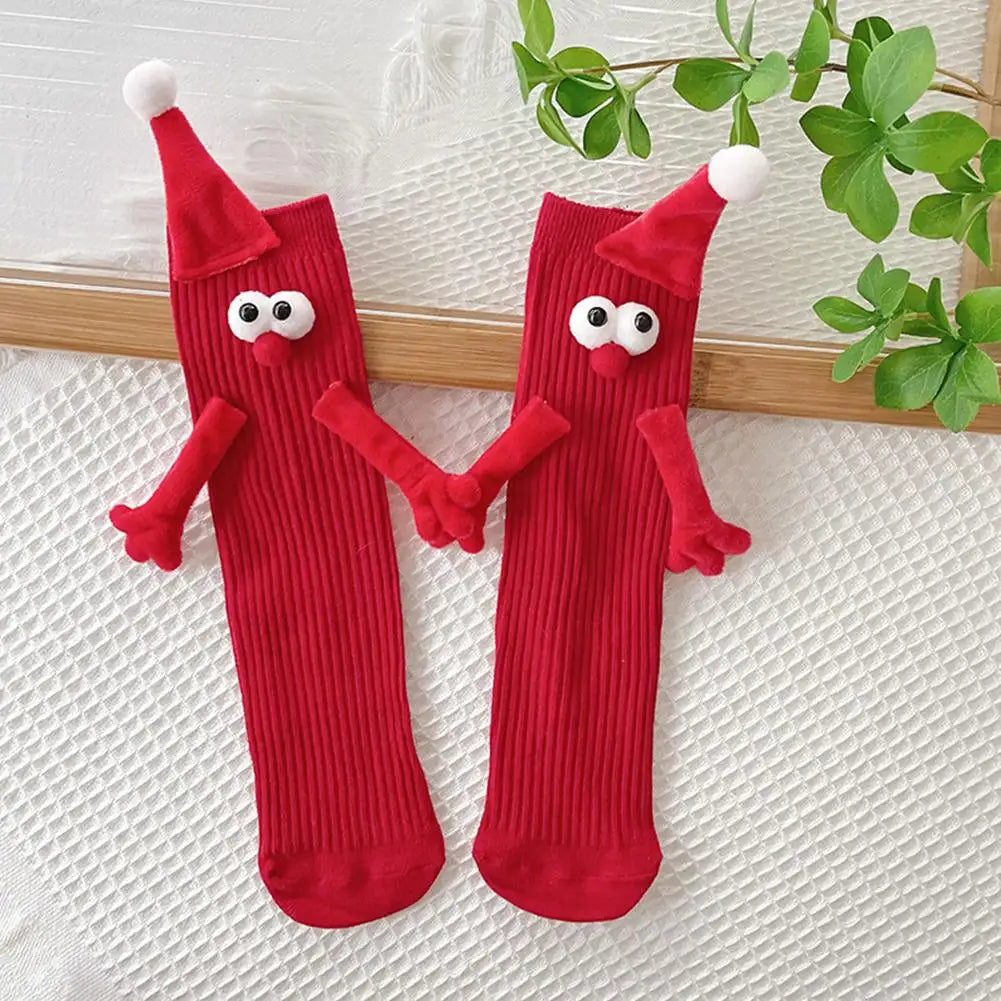 Christmas Magnetic Suction Hand In Hand Socks For Kids Adults Couple Unisex Holding Hands Socks Girls Harajuku Cute Xmas Socks Magnetic Socks For Christmas