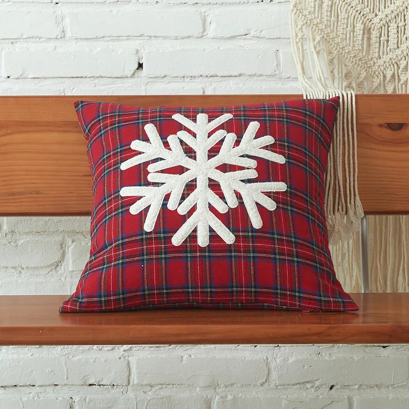 Christmas Embroidery Pillow Rectangle Cushion Cover Red Plaid Print White Letter  Case Xmas Home Textile Sofa Cushion Decoration ShopOnlyDeal