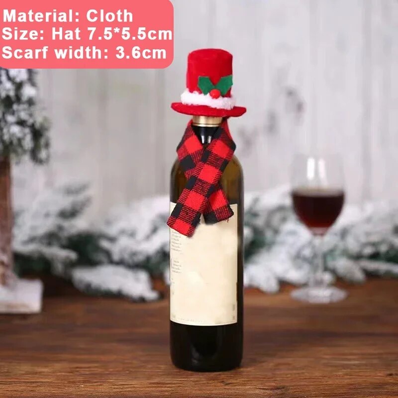 Christmas Wine Bottle Cover Set Santa Snowman Woven Wine Bottle Bags For Christmas Party Dinner Table Decorations New Year Gifts ShopOnlyDeal