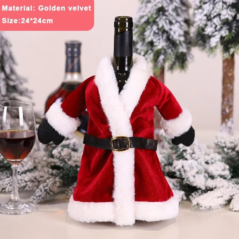 Christmas Wine Bottle Cover Set Santa Snowman Woven Wine Bottle Bags For Christmas Party Dinner Table Decorations New Year Gifts ShopOnlyDeal