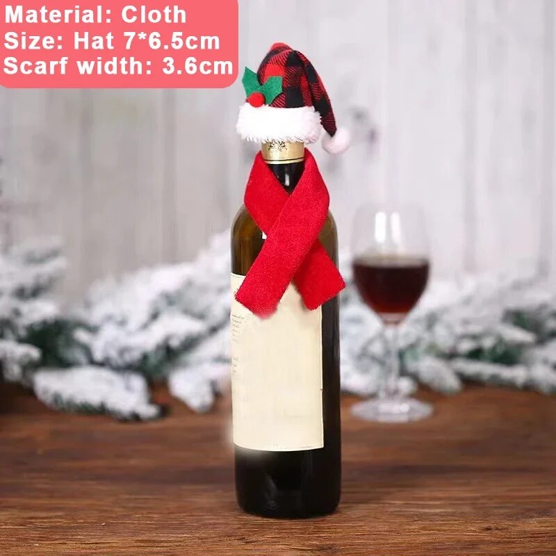 Christmas Wine Bottle Cover Set Santa Snowman Woven Wine Bottle Bags For Christmas Party Dinner Table Decorations New Year Gifts ShopOnlyDeal