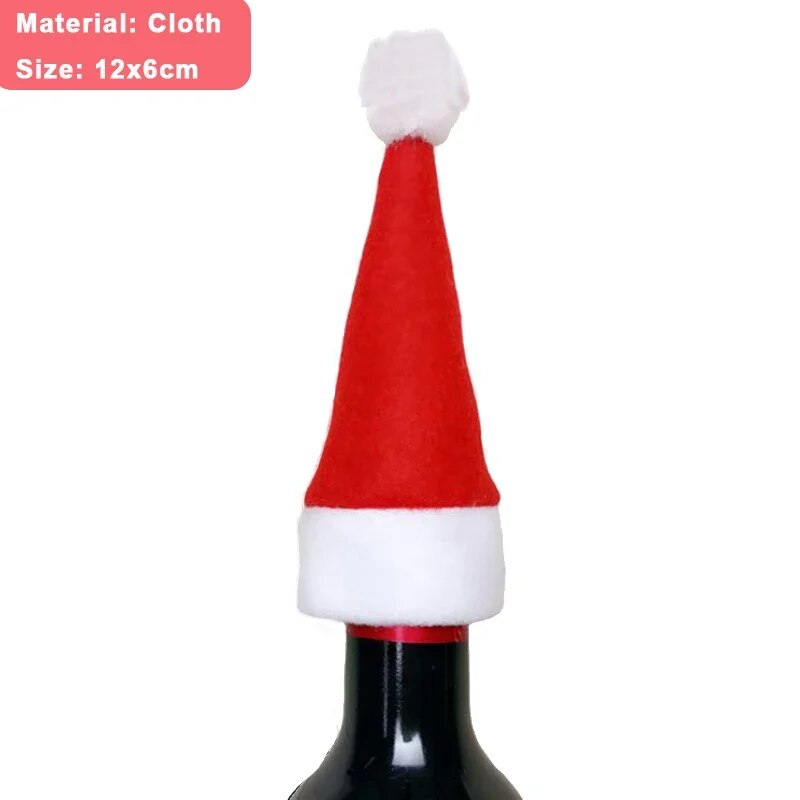 Christmas Wine Bottle Cover Set Santa Snowman Woven Wine Bottle Bags For Christmas Party Dinner Table Decorations New Year Gifts ShopOnlyDeal