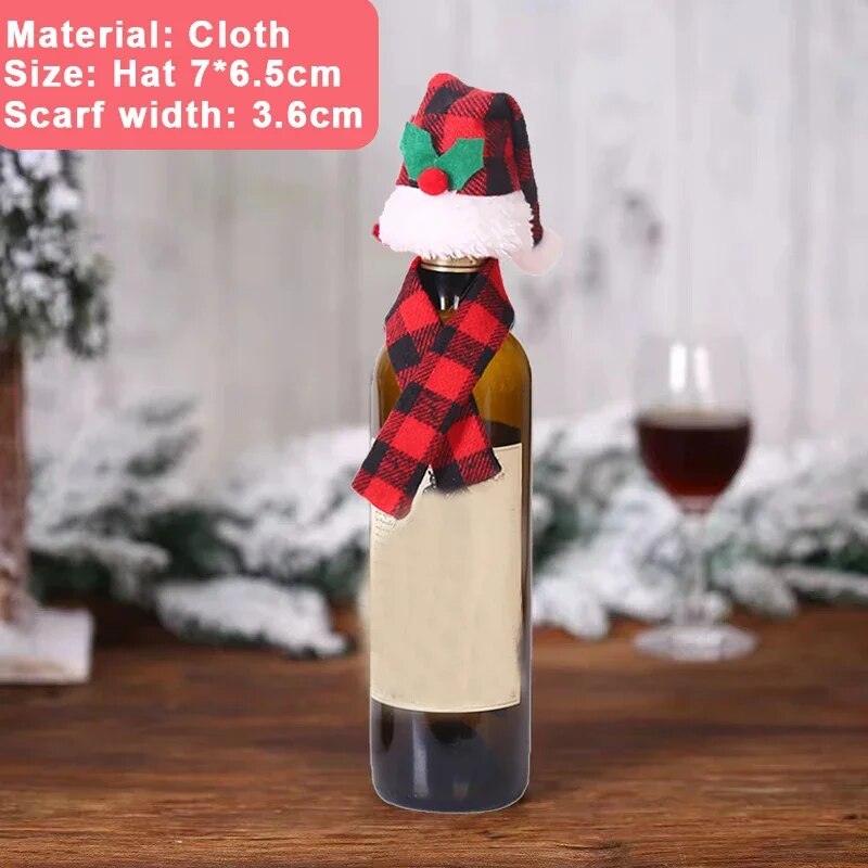 Christmas Wine Bottle Cover Set Santa Snowman Woven Wine Bottle Bags For Christmas Party Dinner Table Decorations New Year Gifts ShopOnlyDeal