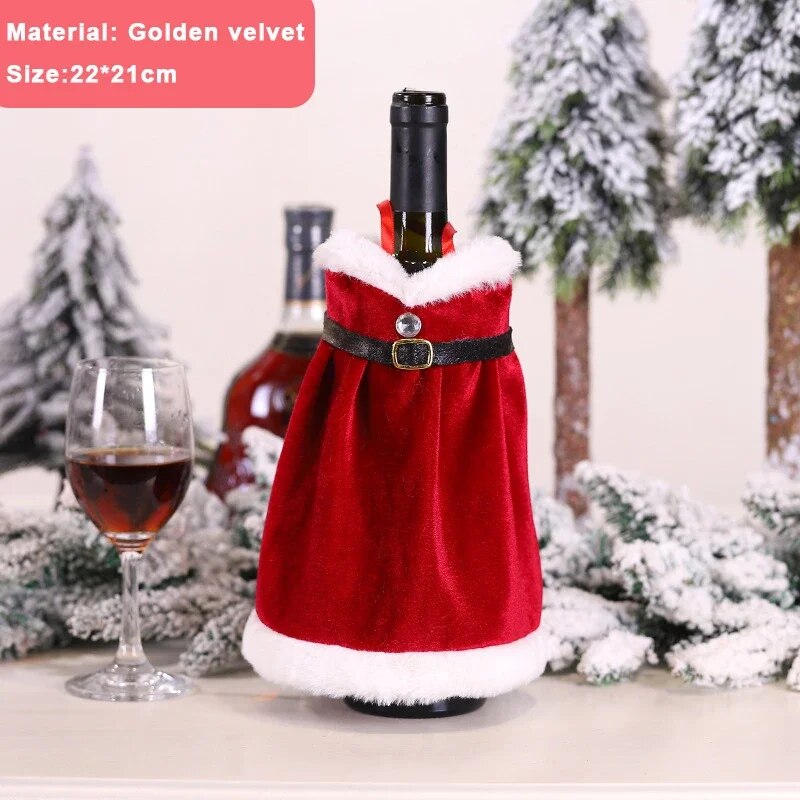 Christmas Wine Bottle Cover Set Santa Snowman Woven Wine Bottle Bags For Christmas Party Dinner Table Decorations New Year Gifts ShopOnlyDeal