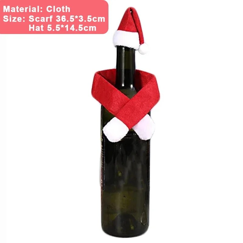 Christmas Wine Bottle Cover Set Santa Snowman Woven Wine Bottle Bags For Christmas Party Dinner Table Decorations New Year Gifts ShopOnlyDeal