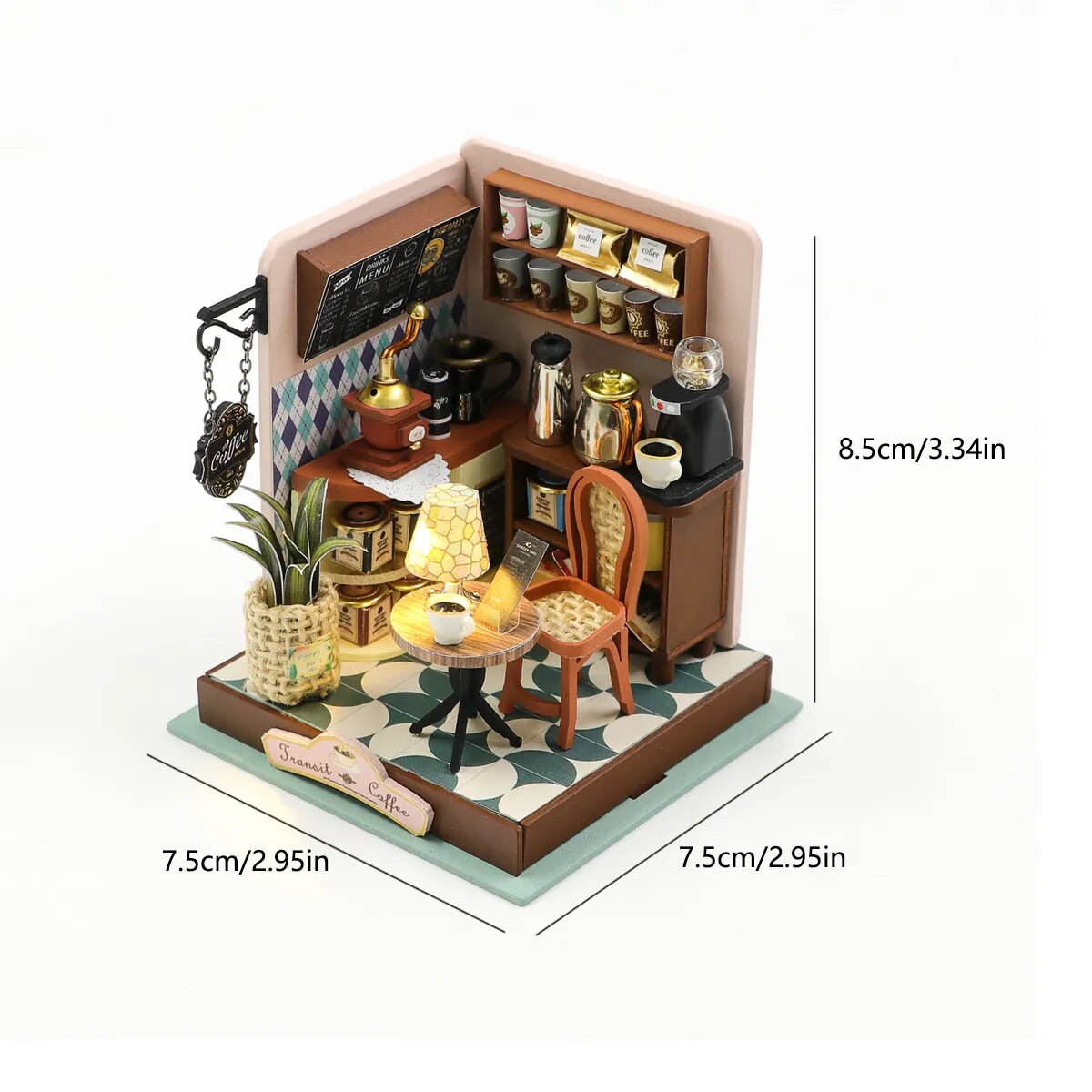 Coffee Shop Baby House Kit Mini DIY Handmade 3D Puzzle Assembly Building Model Toys, Home Bedroom Decoration with Furniture Wood ShopOnlyDeal