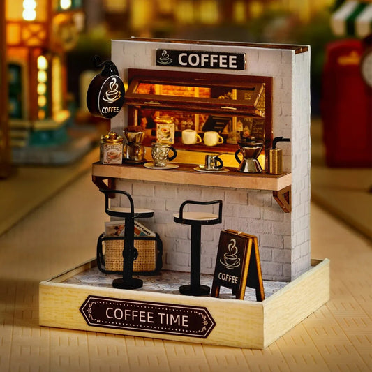 Coffee Shop Doll House Mini Mini Mini Doll House DIY Small House Kit Making Room Toys, Home Bedroom Decoration with Furniture, W ShopOnlyDeal