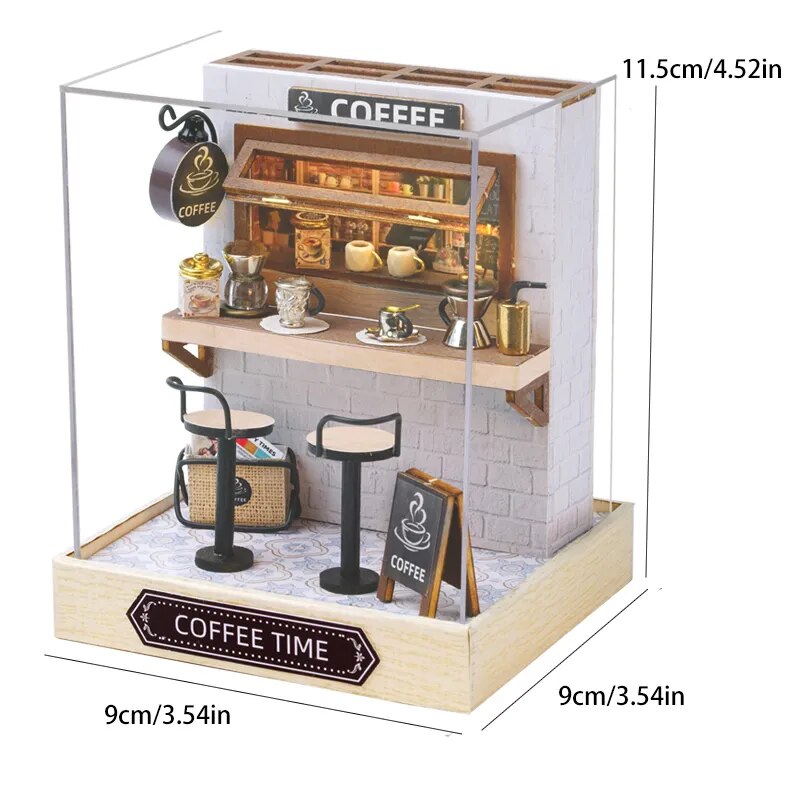 Coffee Shop Doll House Mini Mini Mini Doll House DIY Small House Kit Making Room Toys, Home Bedroom Decoration with Furniture, W ShopOnlyDeal