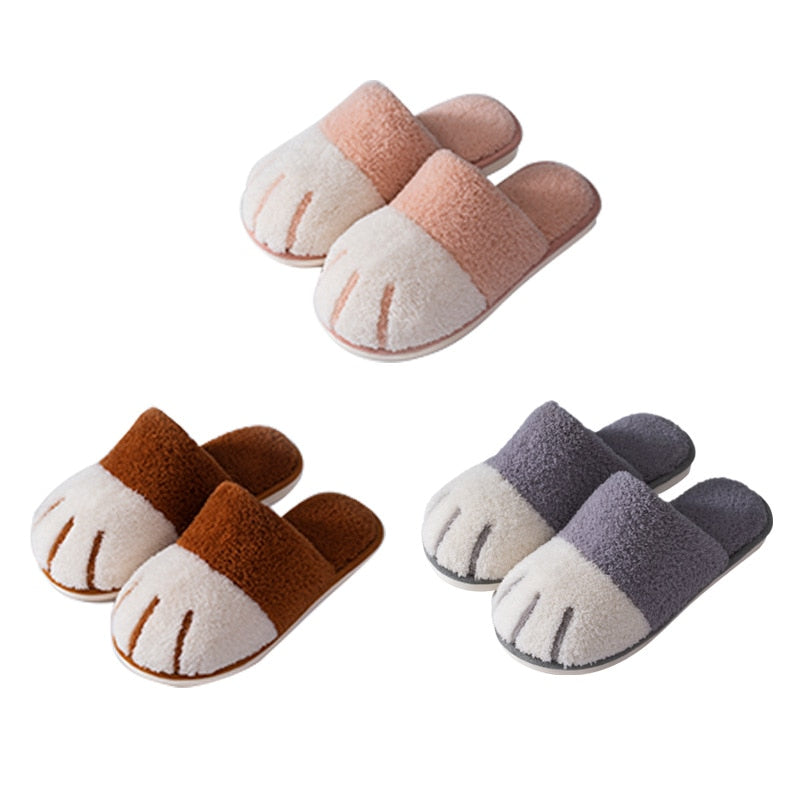 Cat Paw Slippers Winter Warm Plush Slipper Cute Cat Paw Designer House Women Fur Slippers Floor Mute Bedroom Lovers Indoor Fluffy Shoes Uptrends