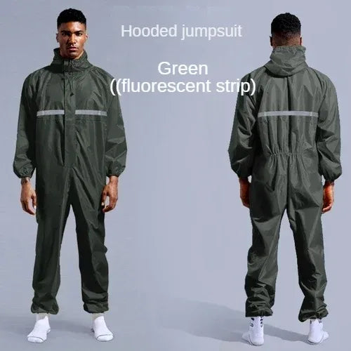 Conjoined Raincoat Coverall Hat Work Safety Clothing Adult Biker Men's Raincoat Rain Cover Chubasquero Hombre Coat Jacket Foyergo Drop Shipping Store