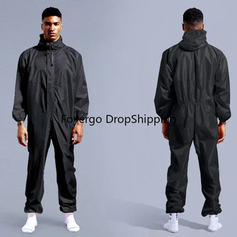 Conjoined Raincoat Coverall Hat Work Safety Clothing Adult Biker Men's Raincoat Rain Cover Chubasquero Hombre Coat Jacket Foyergo Drop Shipping Store