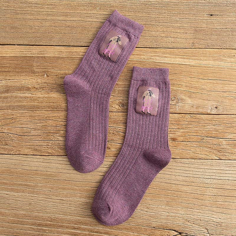 Cotton Women Long Socks 2022 Autumn Breathable Deodorant  New Cute Cartoon Fashion Brief Wild Trend Motion Cotton Socks Women HOPUS MY SOCKS Store