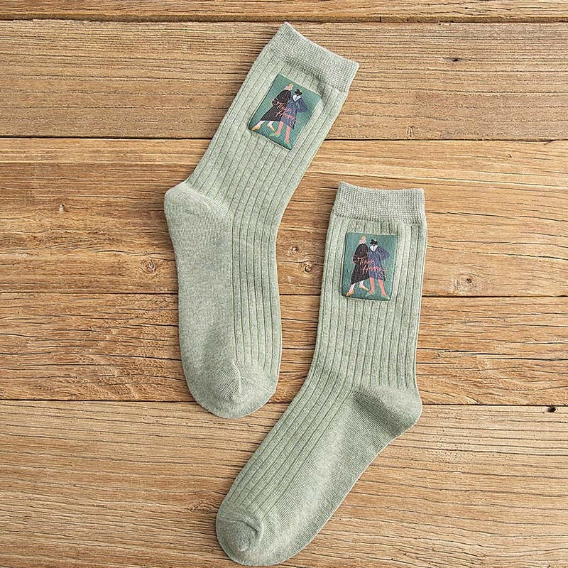 Cotton Women Long Socks 2022 Autumn Breathable Deodorant  New Cute Cartoon Fashion Brief Wild Trend Motion Cotton Socks Women HOPUS MY SOCKS Store