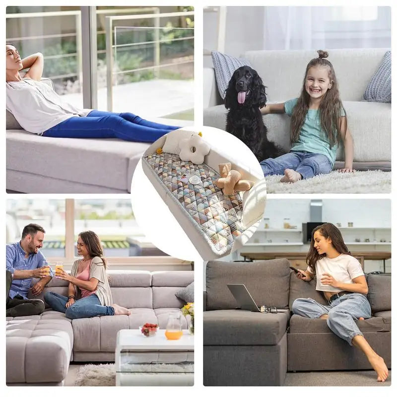 Sofa Couch Protective Covers Soft Comfortable Cotton Couch Covers Self Adhesive Non-Slip Living Room Sofa Towel Cushion Mat ShopOnlyDeal