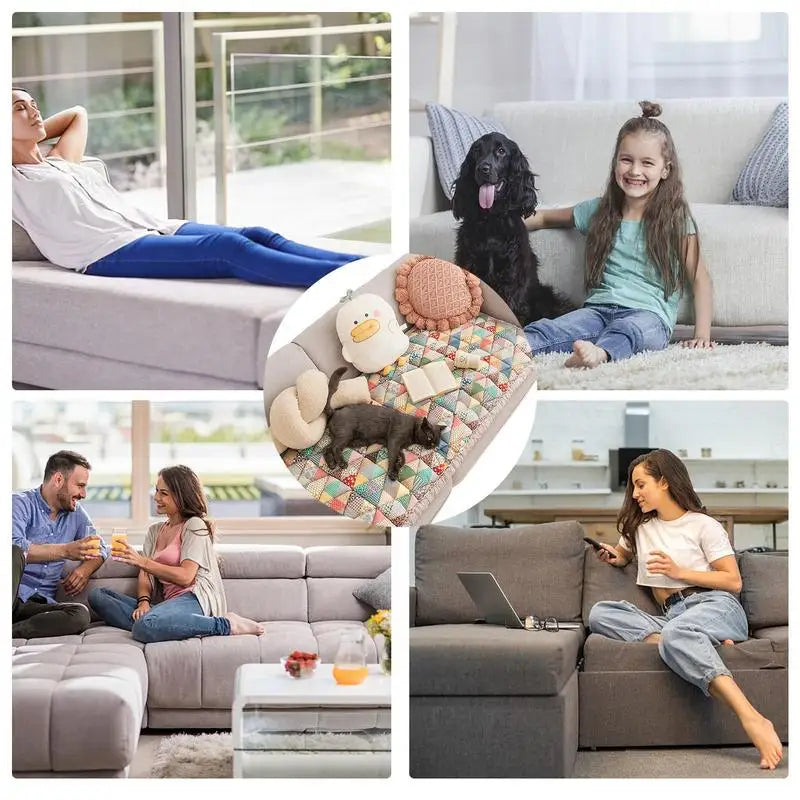 Sofa Couch Protective Covers Soft Comfortable Cotton Couch Covers Self Adhesive Non-Slip Living Room Sofa Towel Cushion Mat ShopOnlyDeal