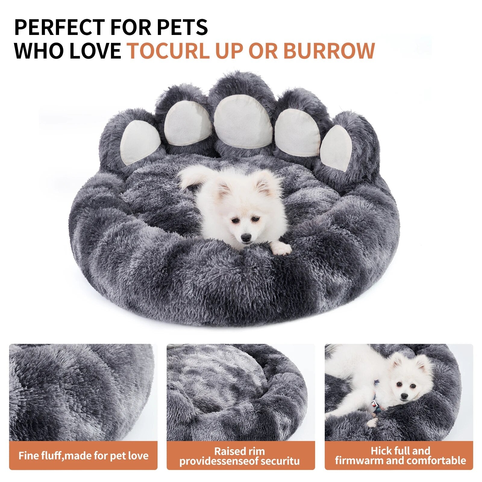 Paw Dog Bed Cozy Comfy Paw Shape Warm Dog Bed Cushion for Your Furry Friend Fluffy Dog Bed Cat Mat Deep Sleeping Warm Thickened ShopOnlyDeal