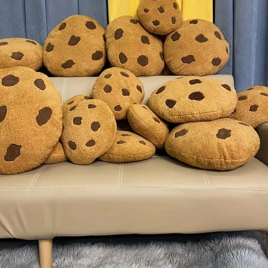 Cookie Pillows Round Shape Chocolate Biscuits Stuffed Plush Toys Realistic Food Snack Seat Cushion Plushie Props Gifts ShopOnlyDeal