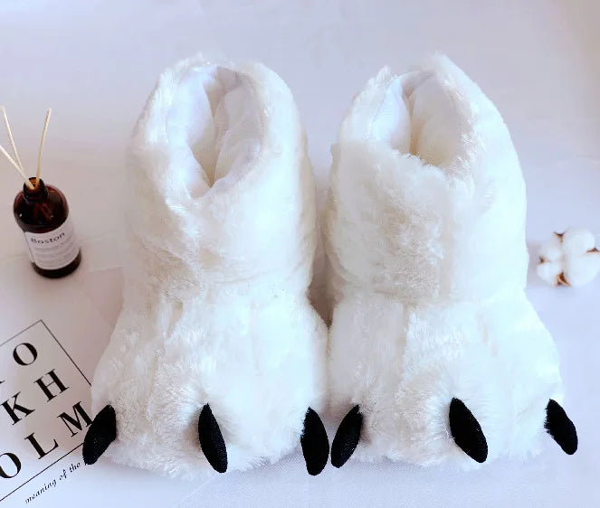 Creative Cute Bear Claw Winter Slippers Boys Girls Home Slippers Furry Warm Couple Indoor Shoes Women Cotton Boots Fur Slides ShopOnlyDeal