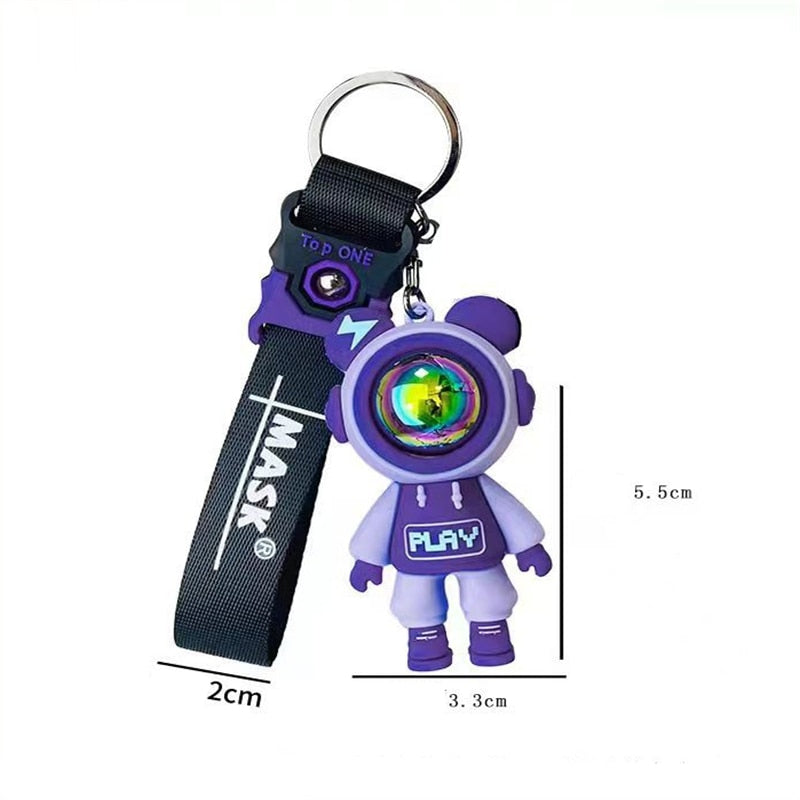 Creative Epoxy Cool Lightning Play Bear Keychain Female Trend Exquisite Fashion Car KeyRing Bag Pendant Boys Gifts ShopOnlyDeal