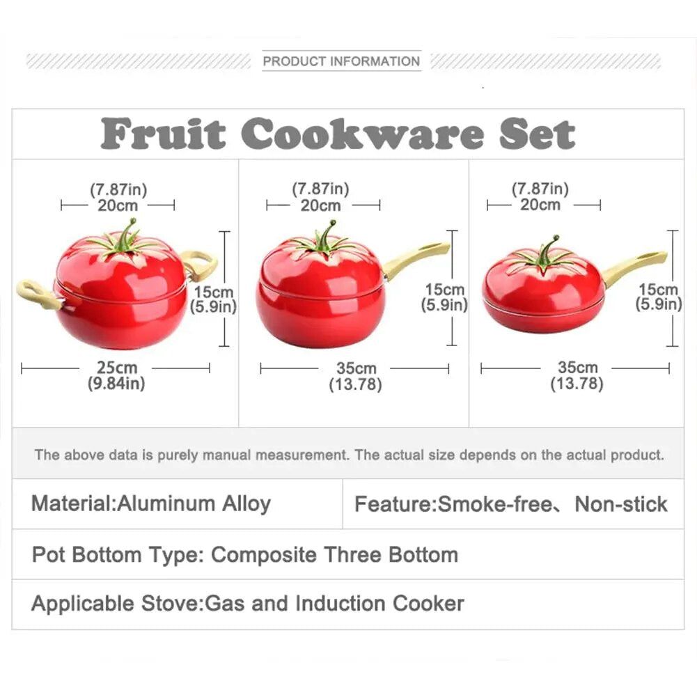 Fruit Shape Cooking Pot Aluminum Non-Stick Soup Pot Frying Pan Kitchen Cookware Set Kitchenware Saucepan ShopOnlyDeal