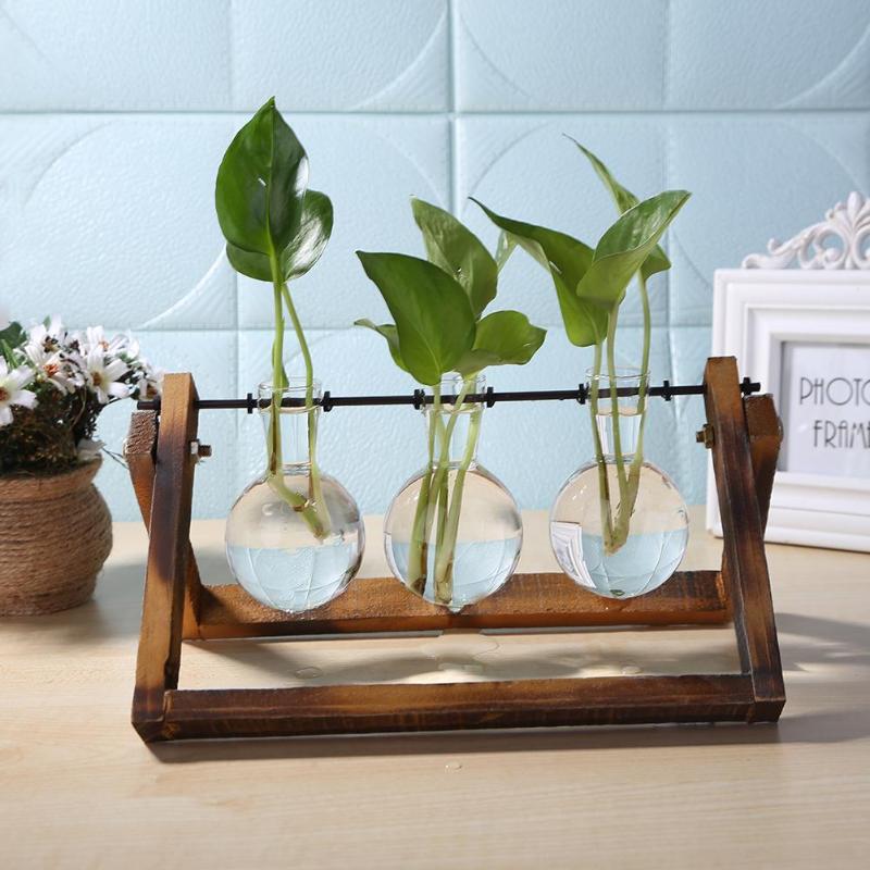 Creative Hydroponic Plant Transparent Vase Glass& Wood Vases Glass Flower Vase Plant Bonsai Hanging Pots Home Garden Decor 03 ShopOnlyDeal